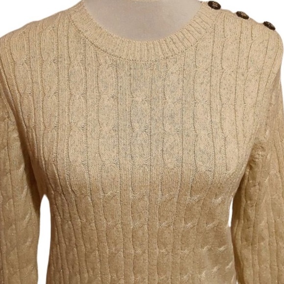 CHARTER CLUB GOLD CABLE KNIT SWEATER    NWT - Picture 5 of 11